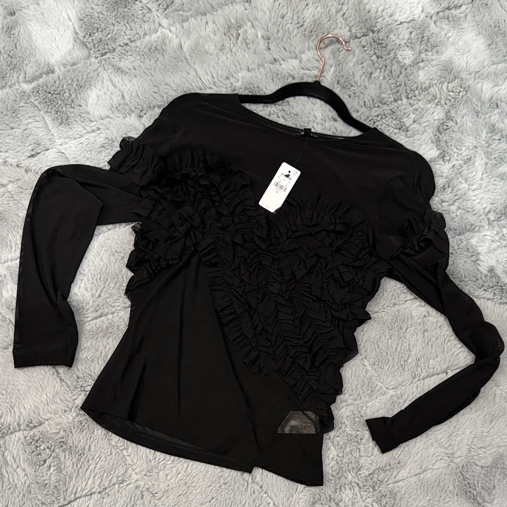 Express Black Ruffled Blouse